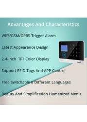 2022 Newest Wireless Home Security Tuya WIFI GSM SIM Card EN RU ES PL DE Switchable Smart Alarm System Tuya APP RFID Remote