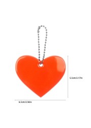 5pcs Cute Heart Shape Reflective Keychain Bag Pendant Doft Accessories Reflective PVC Keyrings For Visible Safety