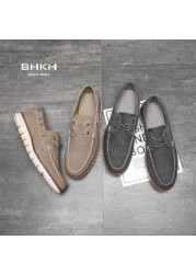 BHKH 2022 Autumn Canvas Loafers Shoes Fashion Men Casual Shoes Comfortable Smart Casual Shoes Office Work Footwear Men Shoes