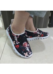 Rimocy Nursing Shoes Women Print Breathable Sneakers Woman Slip On Light Non-slip Flats Ladies Soft Bottom Casual Sneakers