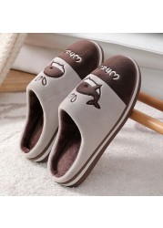 Winter Cotton Slippers Catroon Dolphin Home Indoor Slippers Plush Feleece Non-slip Winter Warm Slippers Comfortable Women Shoes Gray