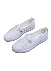 2021 Low Platform Sneakers Women Shoes Female PU Leather Walking Sneakers Loafers White Flat Slip On Vulcanize Casual Shoes