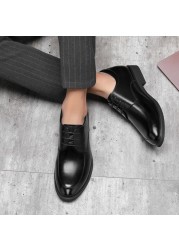 Men Leather Shoes Elevator Shoes Height Increasing Shoes Height Increasing Shoes Insole Height Increase 6/8cm Black Height