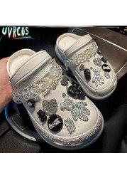 Luxury Charms for Crocs JIBZ Designer Clog Shoes Embellishment Flower Metallic Pearl Shoe Accessories Bling Rhinestone Croc Charms