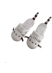 Cute Cozy Home Indoor Cozy Cat Street Cat Cartoon Plush Travel Airplane Sleeping Cat Animal Slippers Flat Slippers For Women Shoes