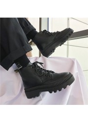 Thick Cloth Base Mid-top Men Boots Autumn British Trend Boots Hight Top Korean Casual Shoes 2022 Winter New Black