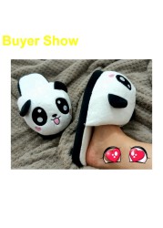 SIMLOVEYO Winter Indoor Panda Slippers Flat Furry Home Cartoon Women Slippers Unisex Couple Animal Warm Non-slip Shoes T389b