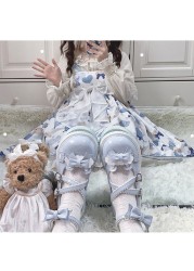 Kawaii Bear Buckle Women Lolita Shoes Japanese Style Patchwork Bow Zapatillas Mujer Fashion Girls Mix Color Lace Mary Janes