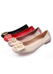 Women's PU Leather Ballerina Shoes Flat No Lace-Up Flat Shoes Fashion Summer