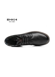 BHKH New Autumn Winter Men Boots Fashion Lace Up Winter Shoes Lightweight Smart Casual Shoes Comfortable Ankle Boots Office Work Casua