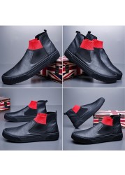 Brand New Men Fashion Boots British Style High-Top Casual Pu Leather Loafers Autumn Round Toe Male Designer Shoes M21321