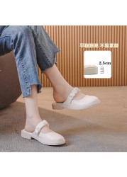 Baotou half slippers women's clothing 2021 spring and summer new net red fashion flat bottom lazy soft leather sandals