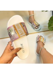 Glitter Slippers Women Summer Sandals Female Bling Slides and Matching Purse Set Dollar Diamond Flip Flops Flat Shoes Outdoor