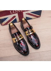 men shoes leather slip on casual men shoes brogue dress office shoes oxford shoes for men fashion club party designer shoes