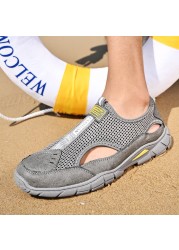 men sandals 2022 beach shoes new summer sandals male genuine leather shoes man casual shoes for men black flip flops slippers