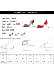 Lucifer 2022 Spring Women Fashion Crystal Thin Heels Wedding Shoes Sexy Pointed Toe Pumps Red Ankle Strap Party Ladies Sandals