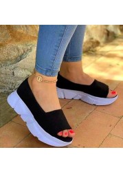 Women Spring Summer Hemp Rope Sandals Wedge Heel Fish Mouth Sandals Ladies Wedge Heel Shoes Plus Size 35-43 Sandalias Femininas