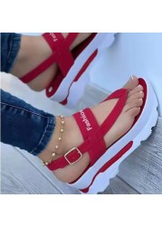 Women Platform Wedges Buckle Sandals Ladies Summer Roman Sandals Buckle Non-slip Beach Sandals Plus Size 35~43 Sandales Femme