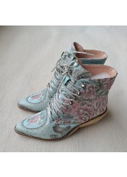 women ankle boots plus size 22-28cm free shipping women boots embroidered boots botas mujer bute femme bottine flower