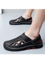 Summer Genuine Leather Men Sandals Outdoor Non-slip Men Beach Sandals Breathable Men Roman Sandals Fashion Men Sneakers