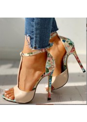 LuasTuas New 2022 Woman High Heel Sandals Printing T-Strip Summer Shoes For Women Fashion Sexy Chic Party Shoes Size 36-41