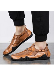 Men Casual Shoes Breathable Mesh Loafers Men Shoes Handmade Fashion Comfortable Outdoor Men Walking Sneakers Men Boat