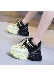 Rimocy High Street Fashion Women Sneakers Chunky Platform Mix Color Vulcanize Shoes Woman 2022 Spring Thick Sole Lace Shoes