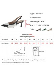 JMPRS Fashion Patchwork High Heel Pumps Women Summer Pointed Toe Slingback Sandals Woman Green Stiletto Heel Ladies Shoes