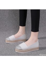 Women Flat Shoes Low Top Spring And Autumn Canvas Shoes Straw High Quality Shoes Fashion Flats Loafers Single Shoes