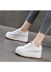 Fujin 7cm genuine leather wedge sneakers platform shoes women sneakers fashion white shoes spring autumn summer casual shoes