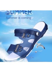 LaiCai Sanda Men Slippers Outdoor Leisure Summer Flip Flops Man Sandals Bathroom Inside Out Beach Mens Shoes