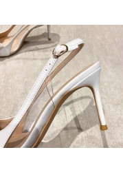 Rimocy Women's High Heels Pearls Shoes 2022 Spring Summer Thin High Heels Women Shoes Crystal Pointed Toe Wedding Shoes