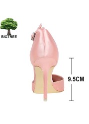 BIGTREE Shoes Women Rhinestone High Heels Woman Pumps Stiletto Silk Satin Women Heels Shoes Ladies Wedding Shoes Women Sandals