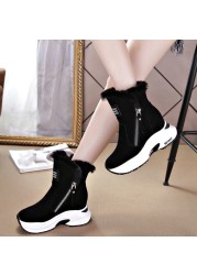 snow boots women 2021 winter high boots plush warm boots plus size easy wear girl shoes white zip female boots hot