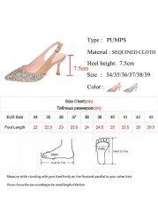 2022 Lucifer Women Gold Silver Sequins Stiletto High Heel Wedding Party Shoes Women Pointed Toe Slippers Mujer Mujer Mujer