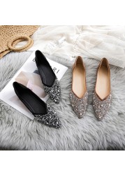 women flat shoes ballet shoes pearl diamond sequins breathable knit pointed loafers spring summer ladies soft loafers