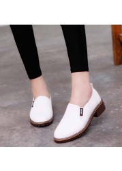 New Women Shoes Autumn Girls Oxford Shoes Waterproof Female PU Leather Shoes Causal Lesies