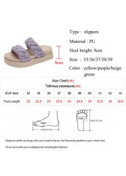 Lucifer Waven Thick Platform Slippers for Women 2022 Summer Open Toe Flat Casual Shoes Woman Non-slip Beach Flip Flops Female