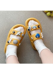 Cartoon Cute Cloud Slippers Women Leisure Home Non-slip Flip Flops Breathable Beach Jelly Shoes Fashion Lady Thick Bottom Slides