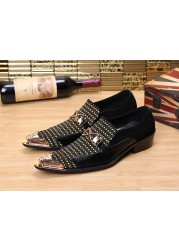 Fashion Embroidery Increase Height Genuine Leather Casual Shoes British Men Leisure Party Shoes Pointed Toe High Heel Shoes