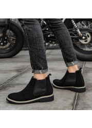 Men Shoes Comfortable Elevator Shoes Height Boots Man Increasing Insole 6cm Slip On Suede Ankle Boots Chelsea Boots