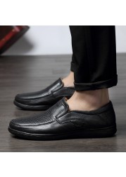 Genuine leather men loafers dress shoes slip on male casual shoes man wedding party driving moccasins shoes plus size