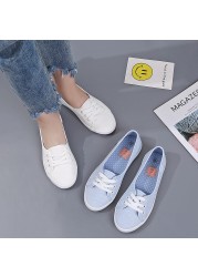 Women Lace Up Canvas Flat Autumn Loafers Female Breathable Solid Comfortable Lazy Shoes Ladies Fashion Sneakers Casual Shoes