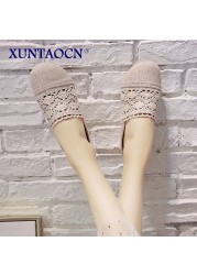 New Spring Autumn Summer Ladies Casual Sweet Fashion Hollow Out Weave Women Shoes Comfortable Round Toe Slippers Shoes 2 Colors