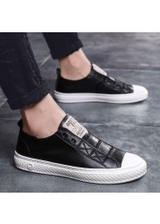 Men's Genuine Leather Casual White Shoes Mens Slip On Lazy White Shoes 2020 Fashion Breathable Comfortable Cowhide Flats Loafers