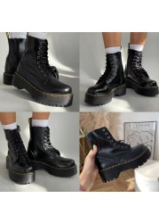 Fashion Brand Motorcycle Boots For Women Winter 2021 Plus Size Chunky Heel Ankle Boots Zipper Increase Platform Plush Boots