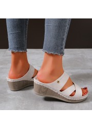 Rimocy Platform Wedges Slippers Women 2022 Summer Open Toe Beach Sandals Woman Plus Size 42 Non-slip Thick Bottom Slides Mujer