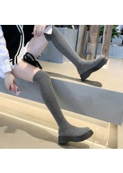 Rimocy 2022 Winter Autumn Women Platform Over The Knee Boots Stretch Knit Stockings Long Boots Woman Slip On Thick Bottom Boots