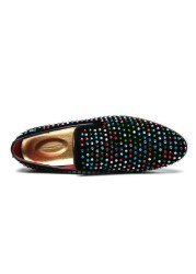 Luxury Men Designer Colorful Diamond Rhinestone Gentleman Flats Shoes Elegant Slingbacks Charm Wedding Dress Prom Shoes