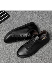 Men's White Leather Sneakers Flat Non-Slip Casual Shoes 2019